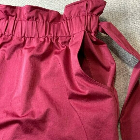 Women’s Pink High Rise Paperbag Skirt with Belt Size 8 Pockets - Picture 3 of 8